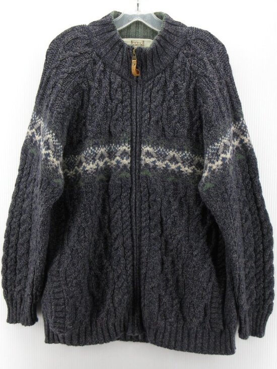Aran Sweater Market Sweaters - Aran Sweater Market XXL Merino Wool Fisherman Cardigan Cable Knit *